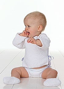 tricot expliqu� :<br>pull + chaussons au point de riz