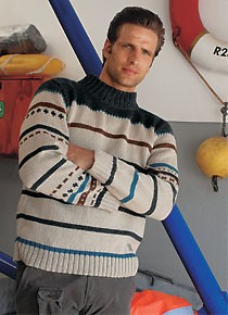 tricot expliqu� :<br>pull ray� marin