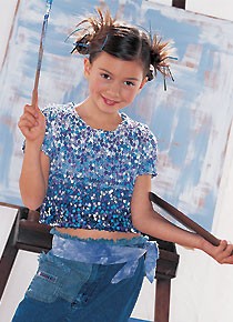 mod�le expliqu� :<br>blouse en relief � tricoter