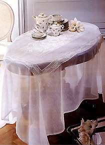 modèle expliqué :<br>nappe avec motifs au crochet