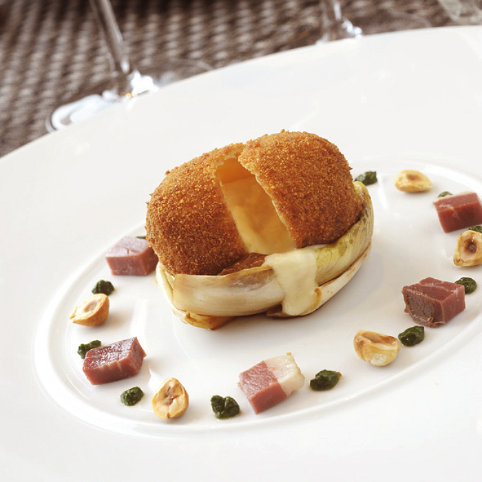 Crousti-coulants au rocamadour de Jean-François DIVE, Chef du Restaurant L'Ô à la Bouche. Crousti-coulants au rocamadour de Jean-François DIVE, Chef du Restaurant L'Ô à la Bouche.