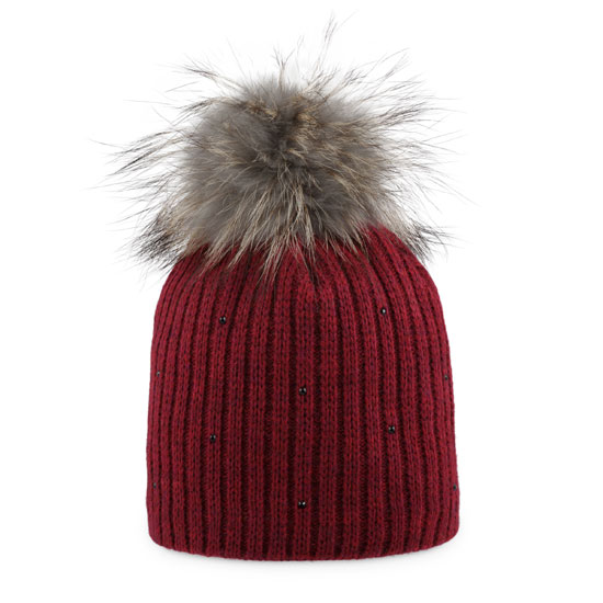 Bonnet maille avec pompon en fourrure PIPOLAKI Bonnet maille avec pompon en fourrure PIPOLAKI