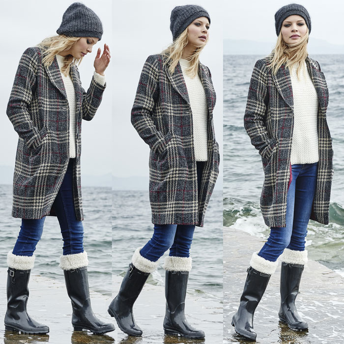 Manteau motif tartan Le Phare de la Baleine. Manteau motif tartan Le Phare de la Baleine.