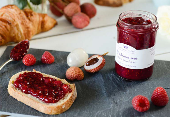 Confiture de litchis et de framboises La Cour d’Orgères Confiture de litchis et de framboises La Cour d’Orgères