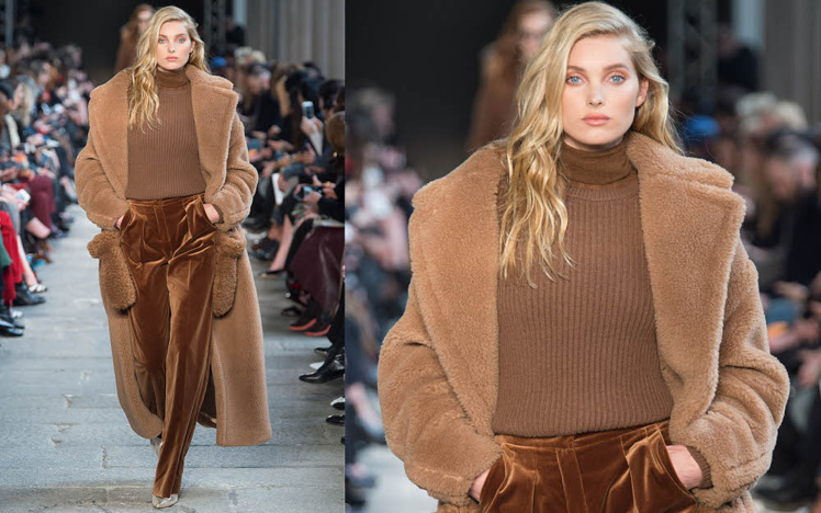 Tendance clé de l'automne-hiver 2017/2018 : la COULEUR marron/noisette. Look Max MARA.