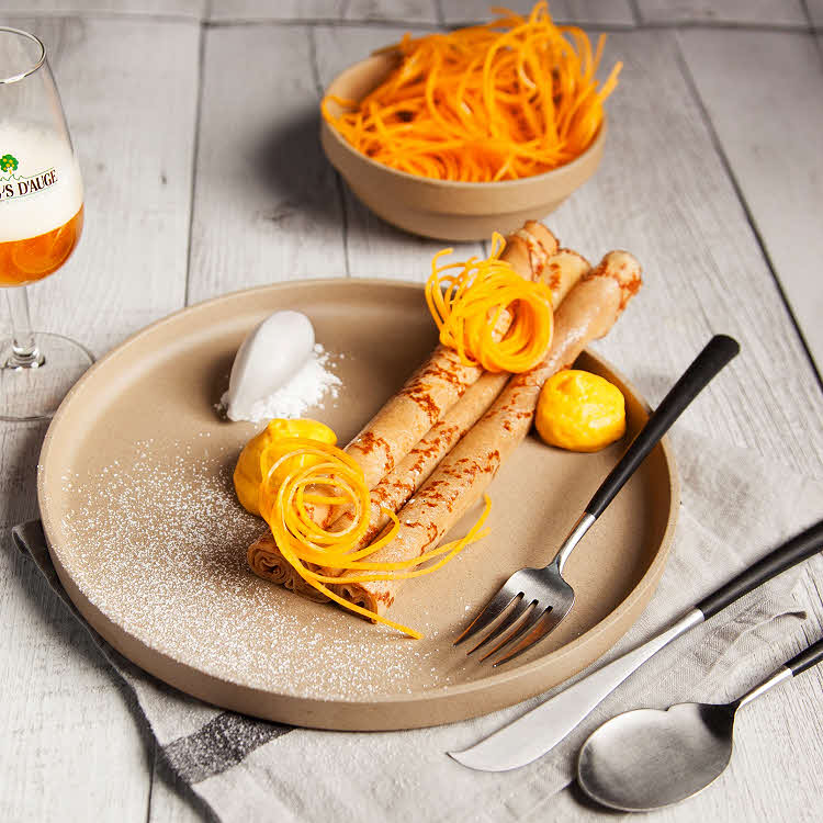 Crêpes au miel, butternut et Calvados du chef étoilé David Toutain Crêpes au miel, butternut et Calvados du chef étoilé David Toutain