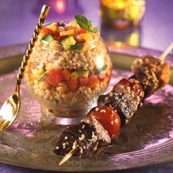 Brochettes et légumes à l'orientale au boulgour gourmand Brochettes et légumes à l'orientale au boulgour gourmand