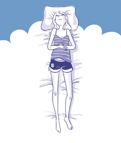 Dormir sur le dos, les mains sur le ventre Dormir sur le dos, les mains sur le ventre