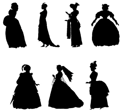 Silhouettes mode féminine XIXème siècle.