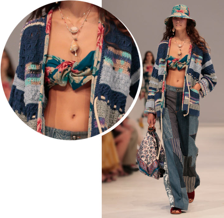 Bandeau foulard en camaïeu de bleu Etro - Collection printemps-été 2019. Bandeau foulard en camaïeu de bleu Etro - Collection printemps-été 2019.