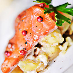 Recette gravelax de saumon salade de pommes de terre truffées Recette gravelax de saumon salade de pommes de terre truffées