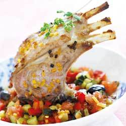 recette : carré d'agneau rôti à la fleur de sel et pamplemousse, légumes croquants au miel de thym recette : carré d'agneau rôti à la fleur de sel et pamplemousse, légumes croquants au miel de thym