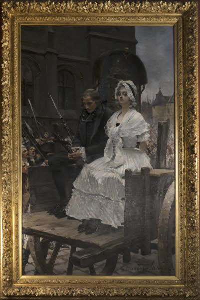 François Flameng (1856-1923) Marie-Antoinette se rendant au supplice 1885. Musée de la Révolution française. Dépôt des musées de Senlis © Coll. Musée de la Révolution française © P. Berthé ou P. Cadet / Centre des monuments nationaux - Photo de presse. François Flameng (1856-1923) Marie-Antoinette se rendant au supplice 1885. Musée de la Révolution française. Dépôt des musées de Senlis © Coll. Musée de la Révolution française © P. Berthé ou P. Cadet / Centre des monuments nationaux - Photo de presse.