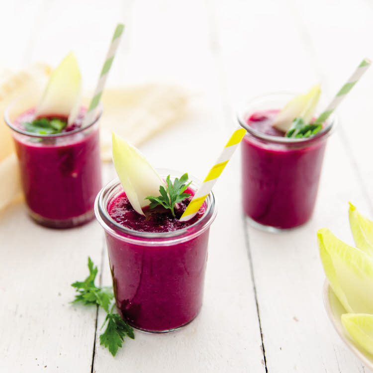 Gaspacho endives, betteraves  rouges, aromatisé au miel