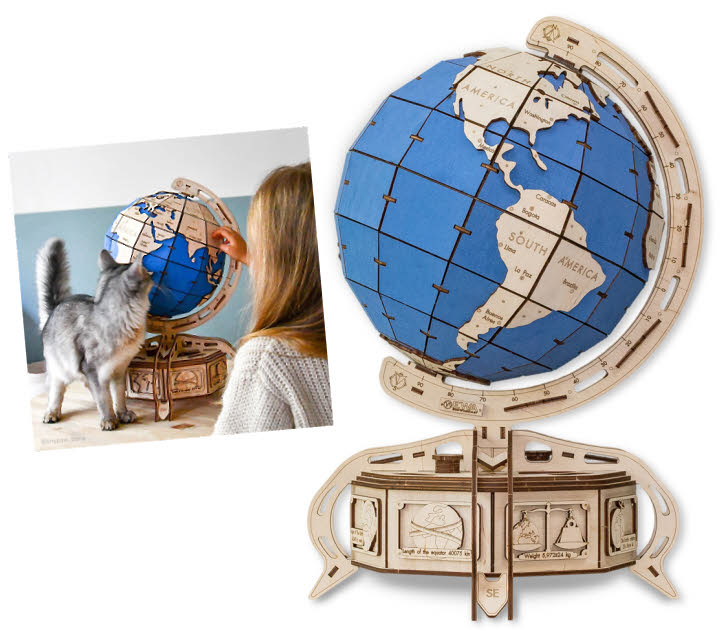 Maquette en bois de globe terrestre Nature & Découverte Maquette en bois de globe terrestre Nature & Découverte