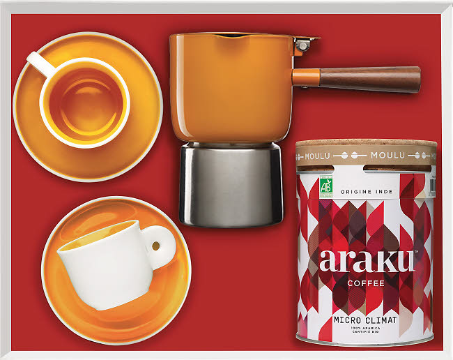 coffret cafetière italienne et café moulu - Araku Coffee coffret cafetière italienne et café moulu - Araku Coffee