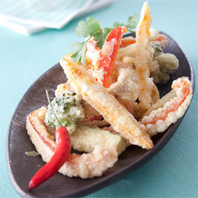 recette assortiment de tempura de légumes au sésame, sauce Gourmande à la tomate