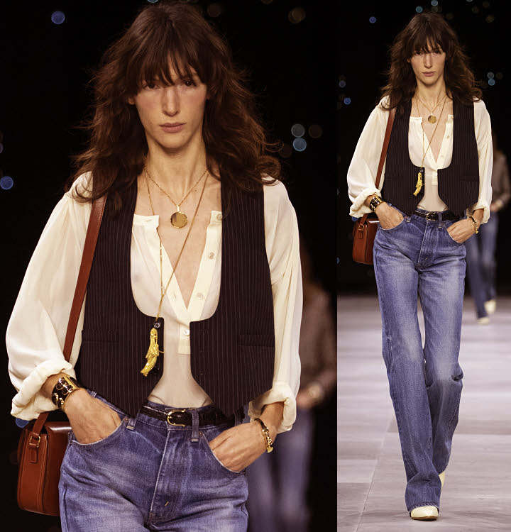 Look CELINE - Jean Flare taille haute - Collection printemps-été 2020. Look CELINE - Jean Flare taille haute - Collection printemps-été 2020.