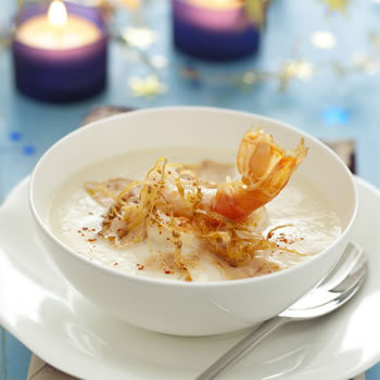 Menu gourmand : pintade,langoustines et croquant aux amandes