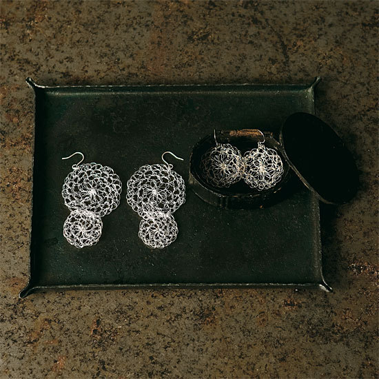 Boucles d'oreilles à réaliser - Extrait de 'Accessoires crochetés en fil métallique' de Nanae Kimura Boucles d'oreilles à réaliser - Extrait de 'Accessoires crochetés en fil métallique' de Nanae Kimura