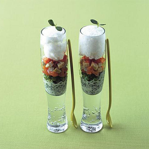 Zoom recette verrines de tartare de saumon et épinards