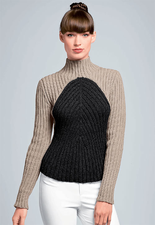 Zoom pull côtelé à tricoter - explications gratuites - création Bergère de France