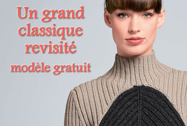 Pull côtes 2/2 modèle gratuit à réaliser.
