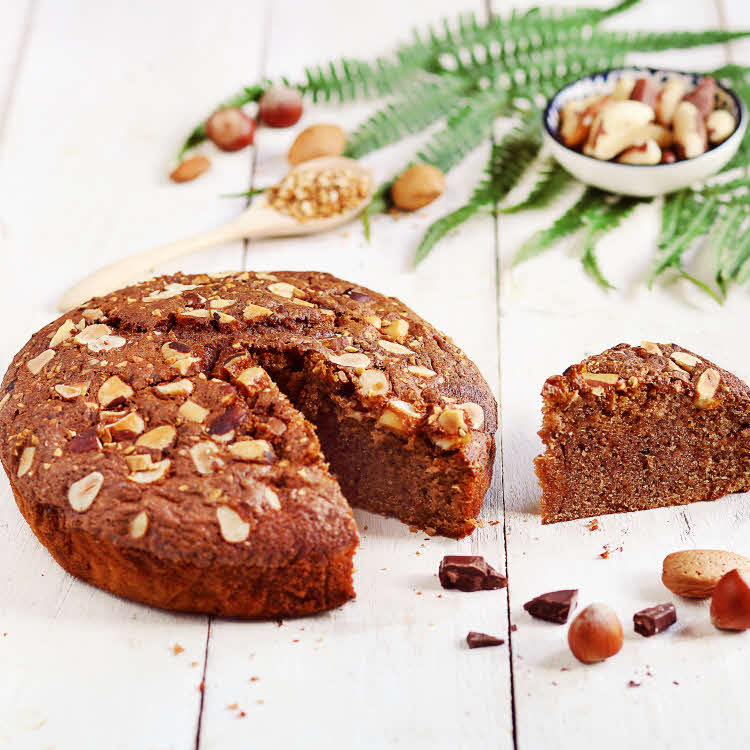 Recette simplissime de gâteau au chocolat, amandes et noisettes