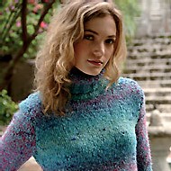 pull chiné à col roulé à tricoter © Phildar