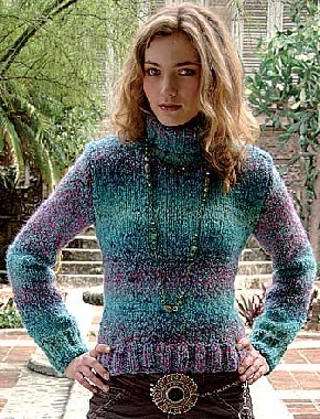 zoom pull chiné à col roulé à tricoter © Phildar