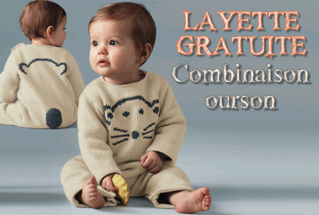 Layette expliquée : combinaison ourson au point jersey - création Phildar