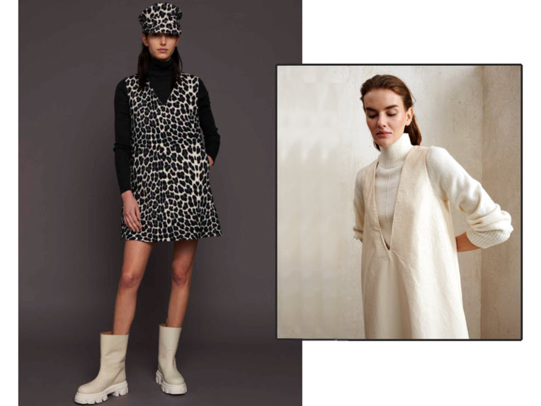 Tendance clé automne-hiver 2021-2022 : la robe chasuble - Looks P.A.R.O.S.H. / Lanvin.