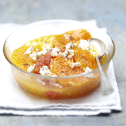 recette :  salade d'agrumes à la cannelle et au Carré Frais 0%