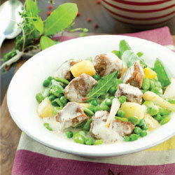 Navarin d'agneau pois et fèves à la crème