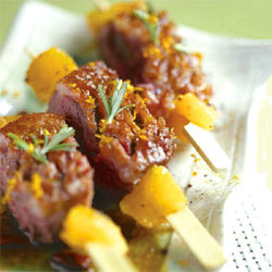 Piques de magrets de canard aigre-doux à l'orange Piques de magrets de canard aigre-doux à l'orange