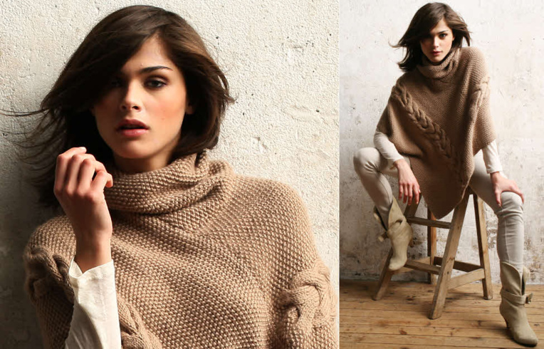 MODELE EXPLIQUE - Poncho au point de riz à maxi torsades - Création Phildar. MODELE EXPLIQUE - Poncho au point de riz à maxi torsades - Création Phildar.