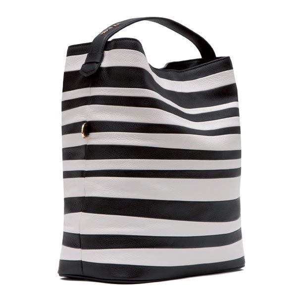 Sac PAULE KA en toile grainée à rayures bicolores Sac PAULE KA en toile grainée à rayures bicolores