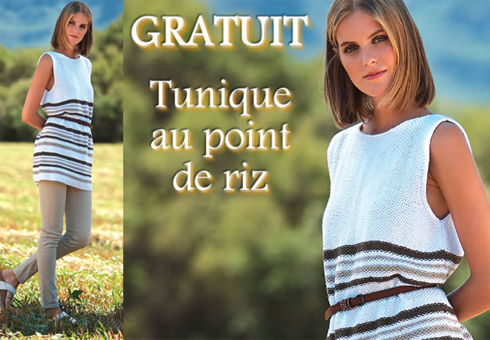 TRICOT GRATUIT : robe-tunique réalisée au point de riz