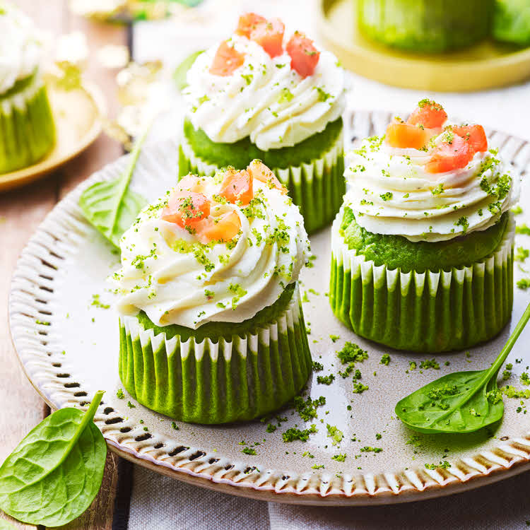 Green cupcakes épinard et truite fumée Green cupcakes épinard et truite fumée