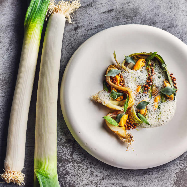 Recette de moules de Bouchot et poireaux de Normandie confits ©VictorMercier_GuillaumeCzerw. Recette de moules de Bouchot et poireaux de Normandie confits ©VictorMercier_GuillaumeCzerw.