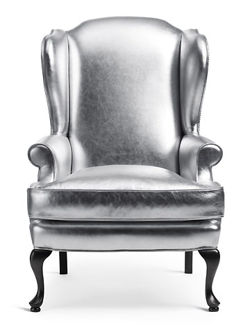 fauteuil à bras en cuir argenté Marie's Corner fauteuil à bras en cuir argenté Marie's Corner