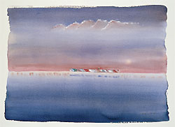 Bateau, Jean-Michel Folon, aquarelle Bateau, Jean-Michel Folon, aquarelle