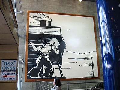 fresque Tintin à la gare du Midi à Bruxelles (D.R.) fresque Tintin à la gare du Midi à Bruxelles (D.R.)