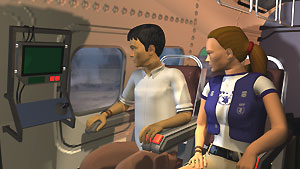Joe et Rachel en hélicoptère dans le jeu Food Force.