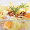 Salade complète endives, jambon, fromage blanc et noisettes