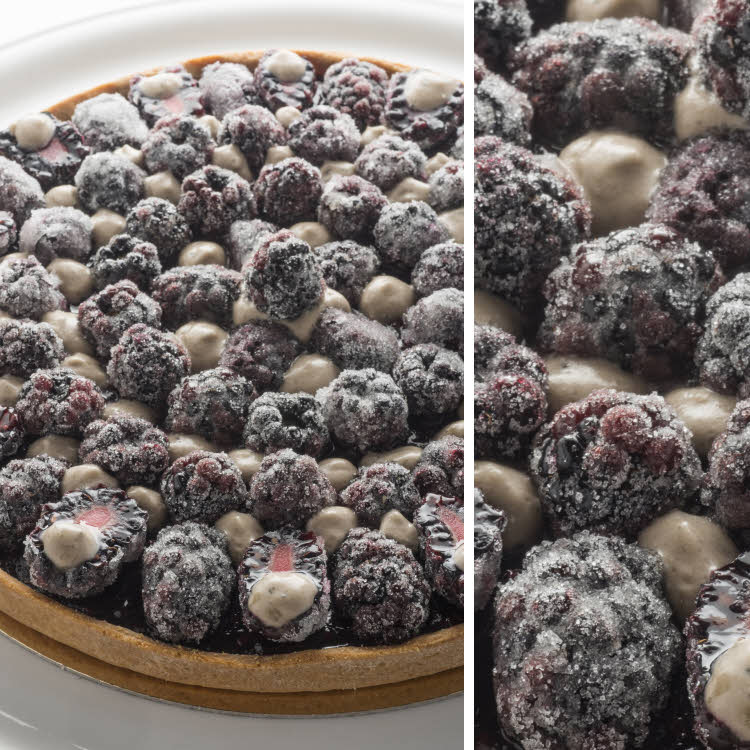 Recette de Pierre Gagnaire : tarte sablée aux mûres cristallisées et au Saint Agur @Jacques_Gavard