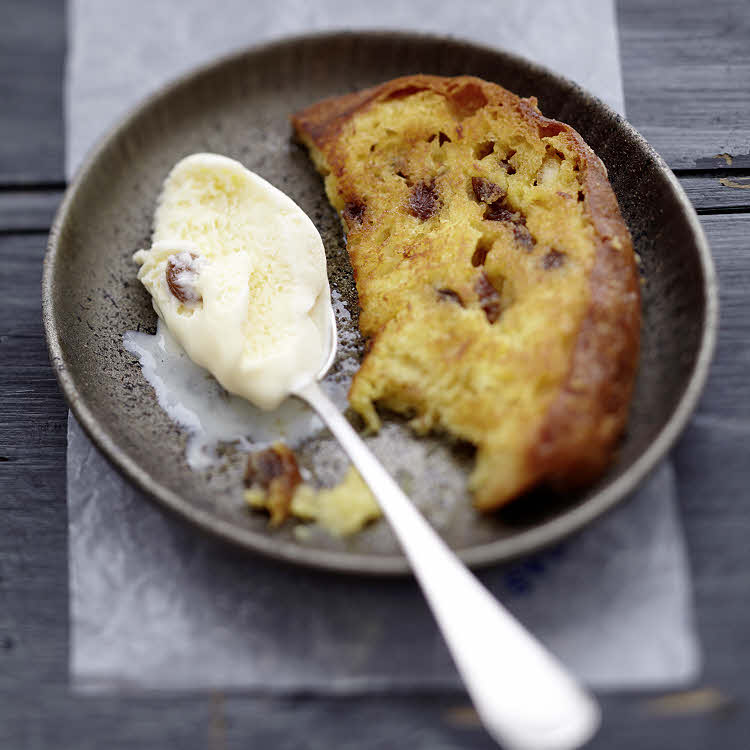 Panettone façon pain perdu et glace vanille