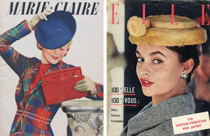 Couvertures du n°81 de Marie-Claire (1937) et du Elle d'octobre 1955.