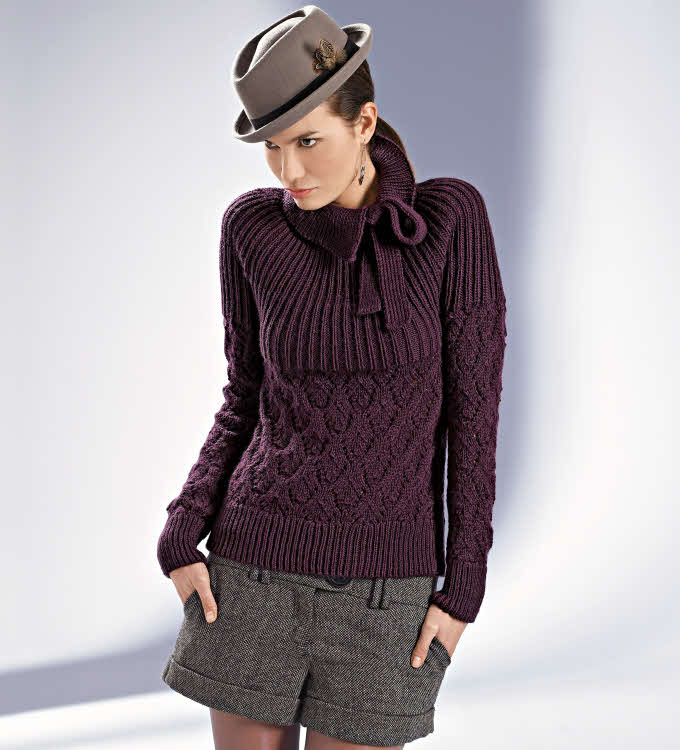 modèle gratuit : pull chic noué à l'encolure - explications gratuites à ...