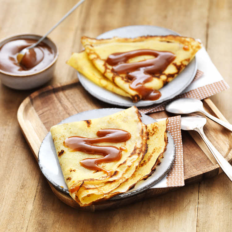 Crêpes sans gluten et caramel au beurre salé